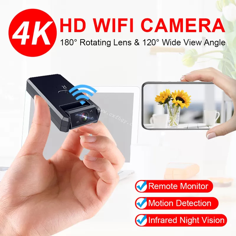 Cxfhgy 4K Mini Camera WiFi Smart Wireless Camcorder IP Hotspot HD Night Vision Video Micro Small Cam Motion Detection