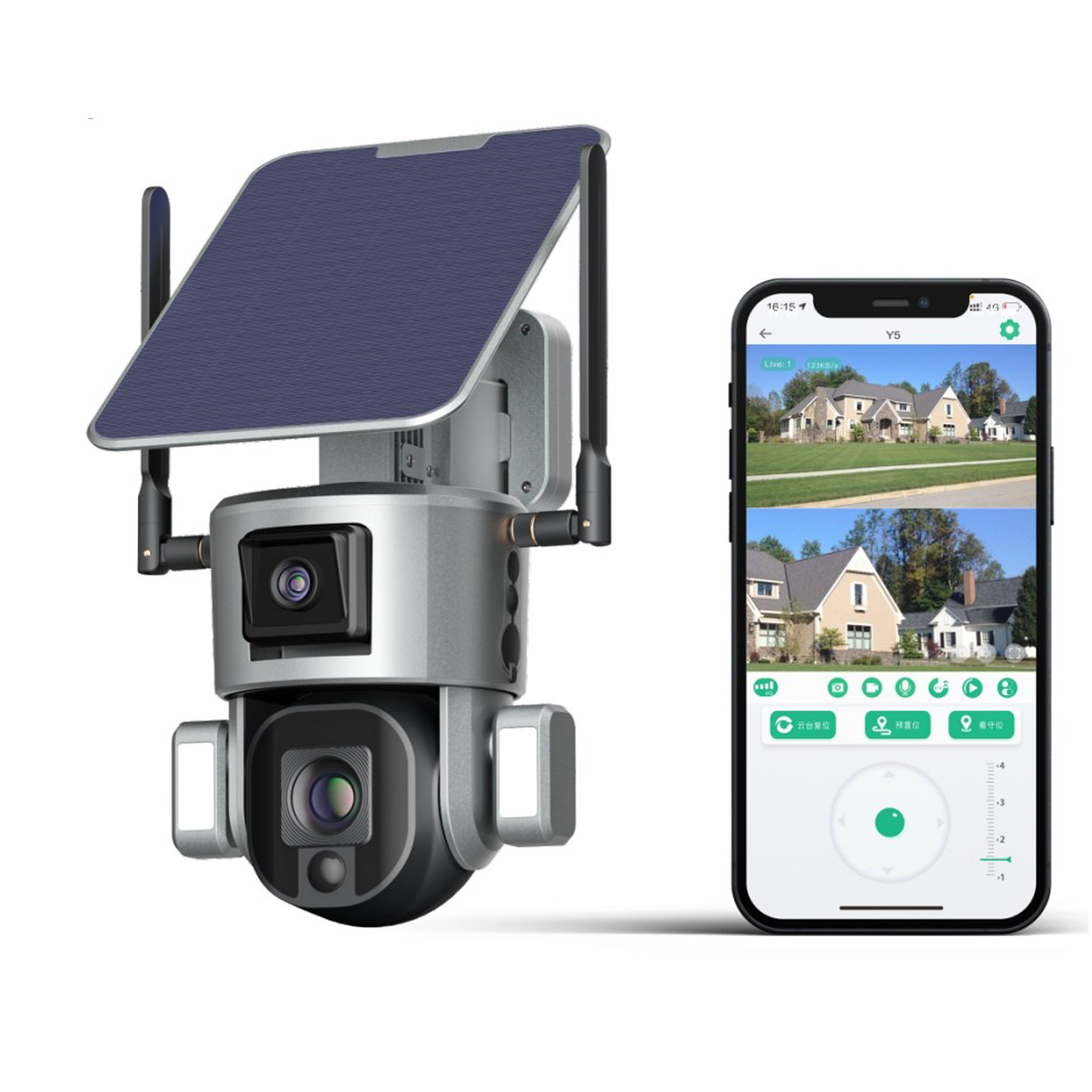 Y5 4G Solar Camera 4K HD Dual Scrceen Preview 10X Optical Zoom Night Vision Two-way Voice with 6W Solar Panel WIFI Solar Camera Waterproof low power consumption dual lens 10x convertible lens 8mp 2.8-12mm 120 degree wide lens wifi ptz 4g solar camera