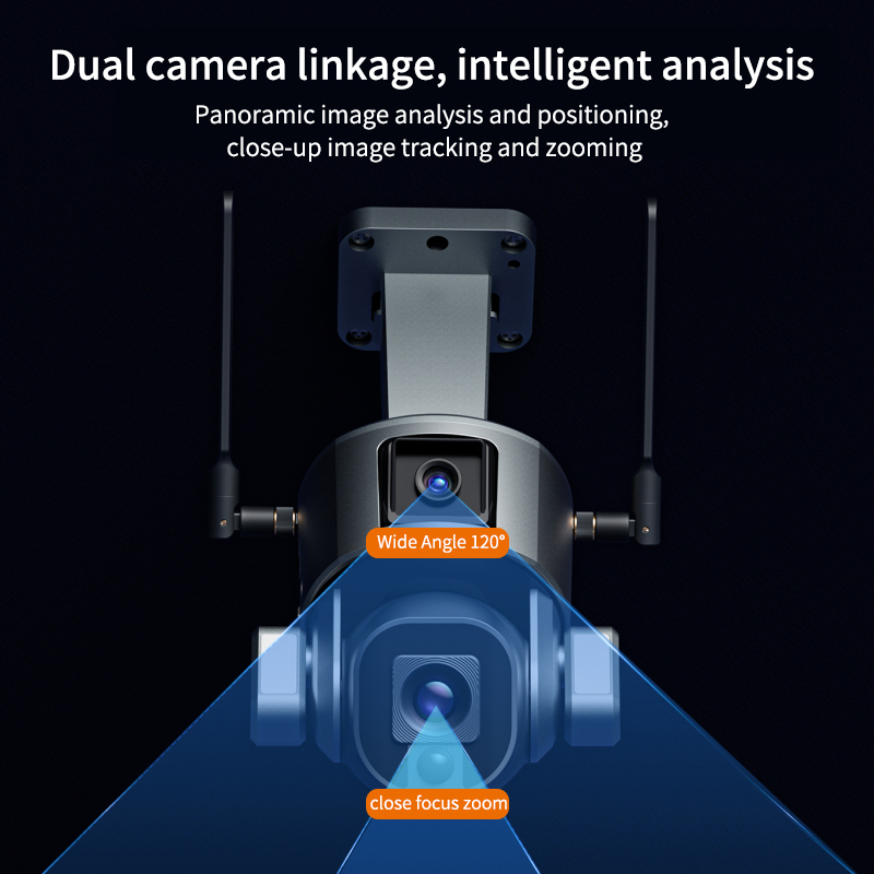 Y5 4G Solar Camera 4K HD Dual Scrceen Preview 10X Optical Zoom Night Vision Two-way Voice with 6W Solar Panel WIFI Solar Camera Waterproof low power consumption dual lens 10x convertible lens 8mp 2.8-12mm 120 degree wide lens wifi ptz 4g solar camera