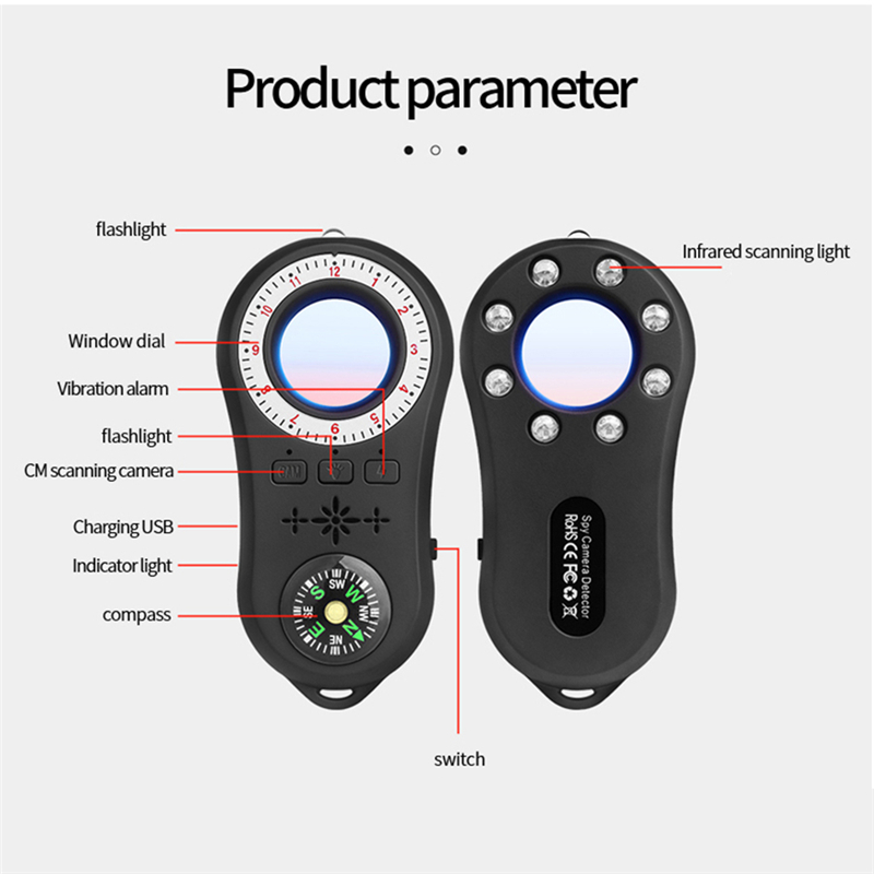Multi-Functional Detector Hotel Hotel Anti-Camera Anti-Eavesdropping Detector Anti-Camera Infrared Scanner Vibration Alarm S100 New Infrared LED Light GPS Detector Hotel Anti-Sneak Shooting And Anti-Eavesdropping Wireless Precision Alarm 