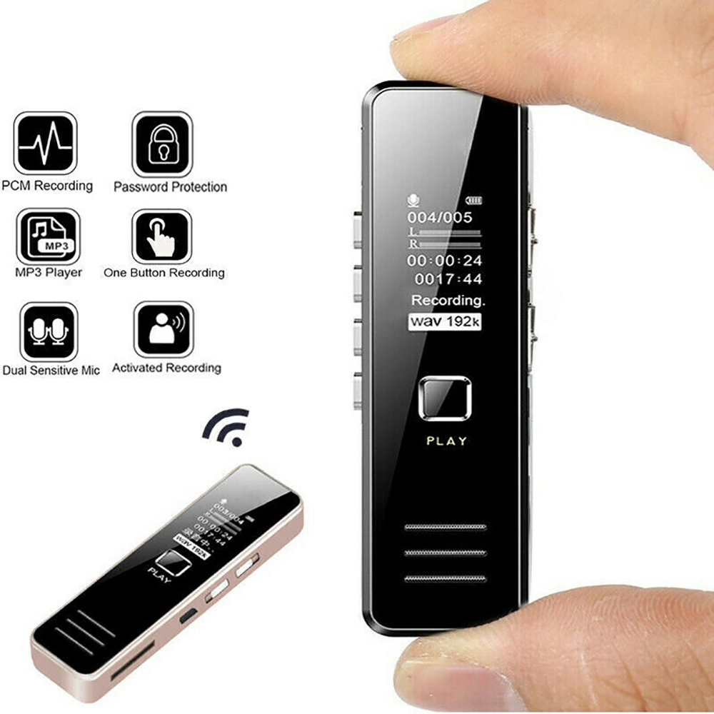 Cxfhgy USB Sound Recorder 32GB Rechargeable Digital Audio Sound Recorder Dictaphone MP3 Player DSP Noise Reduction HD Remote Recording