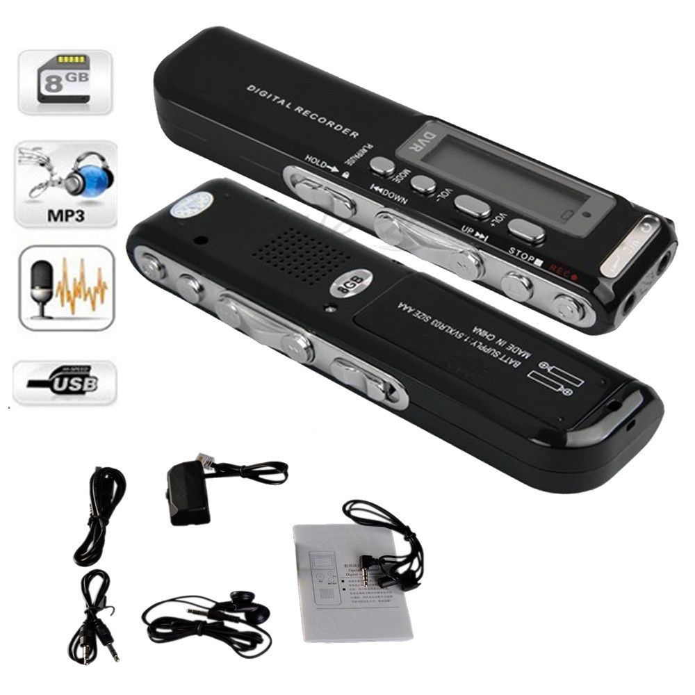 Cxfhgy 8GB Digital Voice Recorder Voice Activated USB Pen Digital Audio Voice Recorder Mp3 player Dictaphone Black