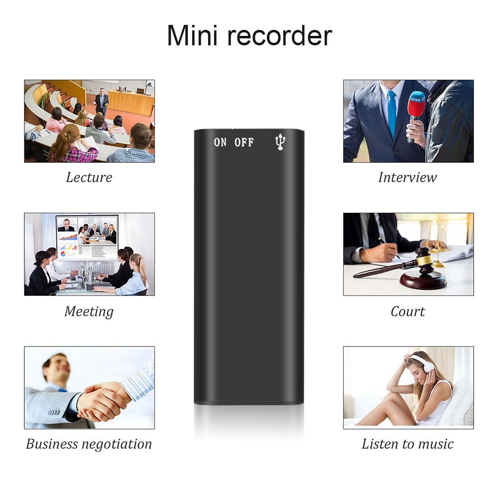 8G Mini Digital Audio Voice Recorder Dictaphone Stereo MP3 Music Player 3 in 1 8GB Memory Storage USB Flash Disk Drive