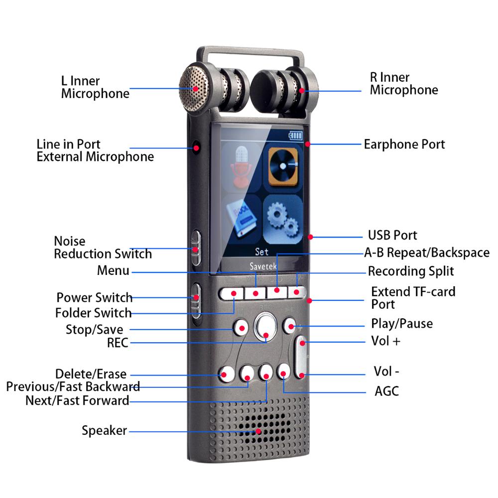 Cxfhgy Professional Voice Activated Digital Audio Recorder 16GB 8GB USB Pen Non-Stop 100hr Recording PCM 1536Kbps External Microphone