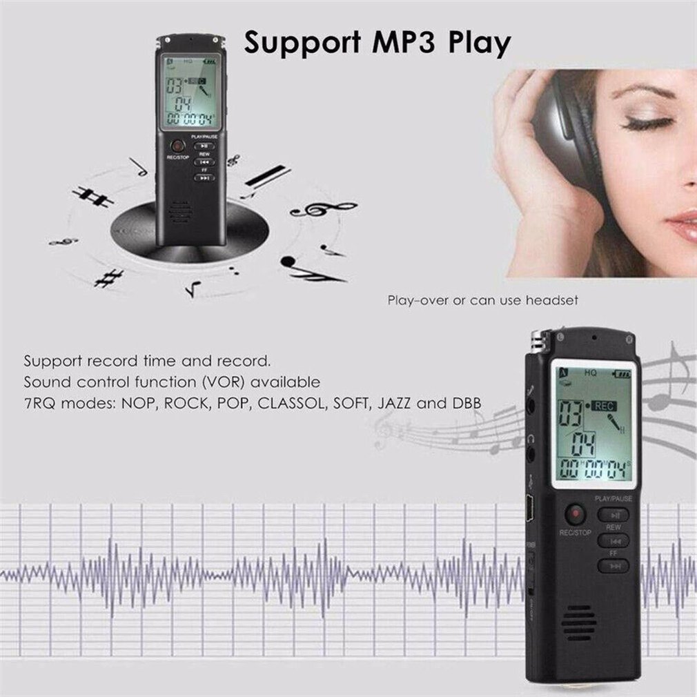 Cxfhgy 8GB/16GB/32GB Voice Recorder USB Professional 96 Hours Dictaphone Digital Audio Voice Recorder With WAV,MP3 Player T60 1536 Kbps