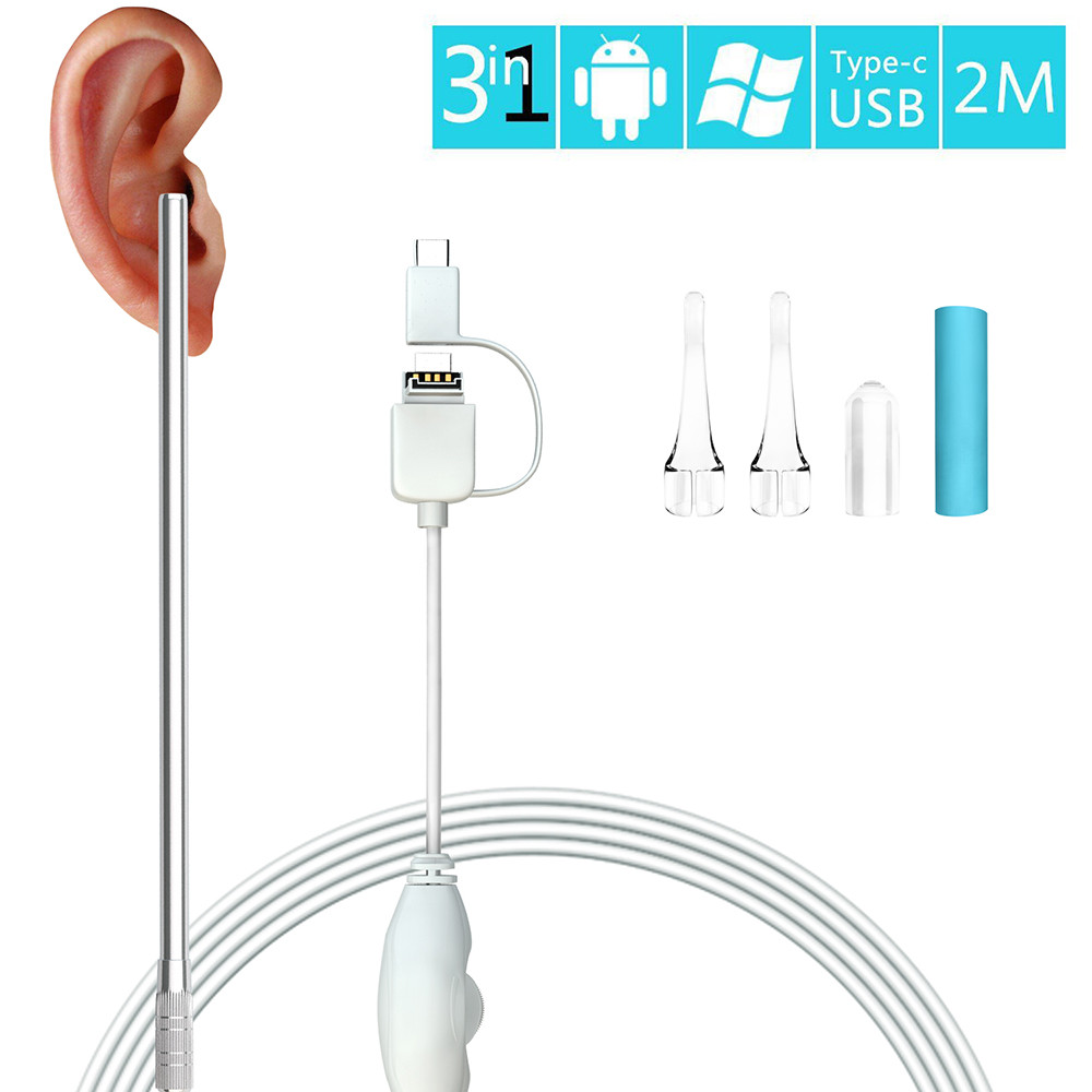 In Ear Cleaning Endoscope USB Visual Ear Spoon 5.5mm 0.3MP Mini Camera Android PC Ear Pick Otoscope Borescope Tool Healt