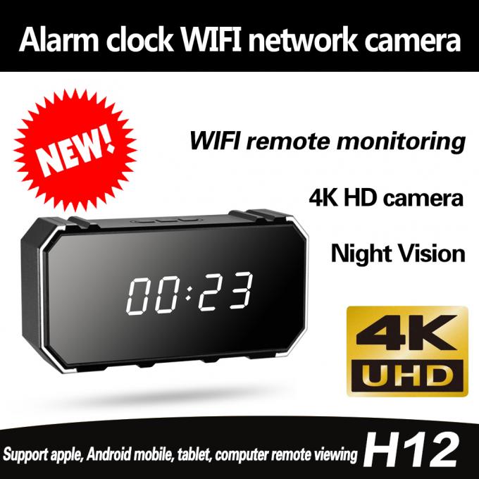 Hidden Camera Clock 4K HD 1080P WiFi Spy Hidden Wireless Mini Nanny Cam with Motion Detection Glass Mirror Alarm Night Vision Video Network Camera