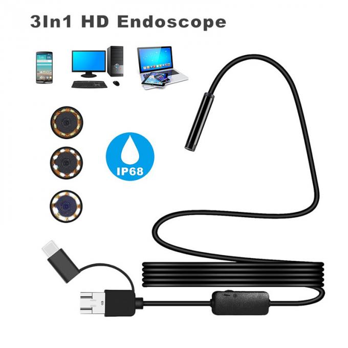 3 In1 Digital Ear Endoscope Scope Around USB Computer Andriod Type-C Connected Ear Inspection Camera With Vedio Light