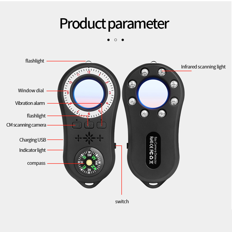 CXFHGY Best quality Multi-Functional Detector Hotel Hotel Anti-Camera Anti-Eavesdropping Detector Anti-Camera Infrared Scanner Vibration Alarm S100 (10).jpg